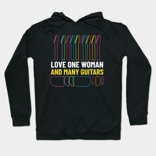 Love One Woman and Many Guitars Guitar Outline Hoodie